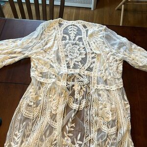 Beautiful lace long cardigan kimono